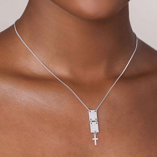 GARGANTILHA  NOSSA SENHORA DO CARMO E SAGRADO CORAÇÃO DE PRATA MACIÇA 925