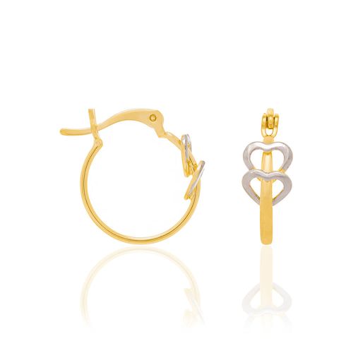 BRINCO ARGOLA CORAÇÕES INFANTIL BANHADO A OURO 18K COM APLICAÇÃO DE RHODIUM