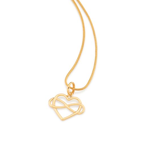 PINGENTE CORAÇÃO COM INFINITO AO CENTRO BANHADO A OURO 18K