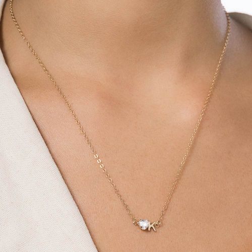 GARGANTILHA COM PINGENTE LETRA BANHADA A OURO 18K COM ZIRCÔNIA -LETRA K