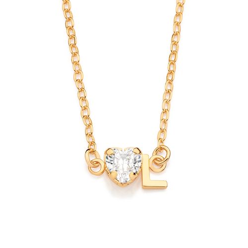 GARGANTILHA COM PINGENTE LETRA BANHADA A OURO 18K COM ZIRCÔNIA -LETRA L