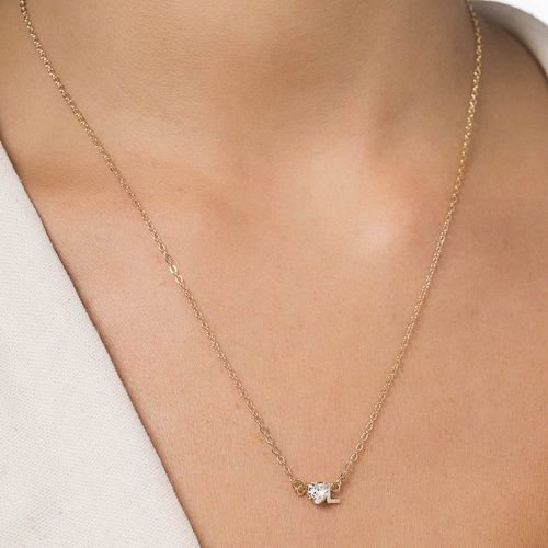 GARGANTILHA COM PINGENTE LETRA BANHADA A OURO 18K COM ZIRCÔNIA -LETRA L