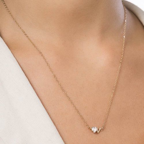 GARGANTILHA COM PINGENTE LETRA BANHADA A OURO 18K COM ZIRCÔNIA -LETRA V