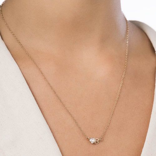 GARGANTILHA COM PINGENTE LETRA BANHADA A OURO 18K COM ZIRCÔNIA -LETRA B