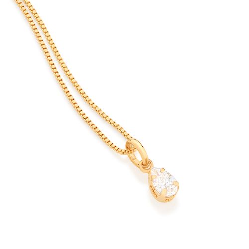 PINGENTE SOLITÁRIO INFANTIL BANHADO A OURO 18K GOTA ZIRCÔNIA