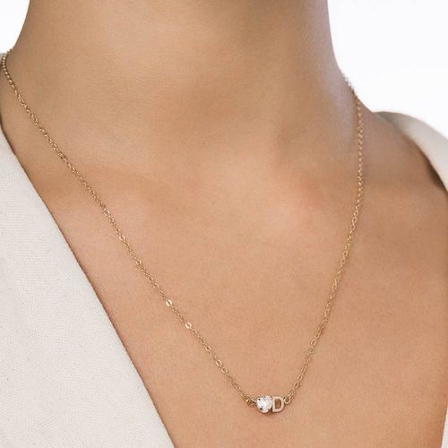 GARGANTILHA COM PINGENTE LETRA BANHADA A OURO 18K COM ZIRCÔNIA -LETRA D