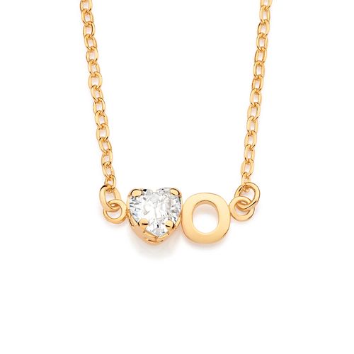 GARGANTILHA COM PINGENTE LETRA BANHADA A OURO 18K COM ZIRCÔNIA -LETRA O