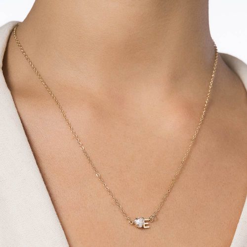 GARGANTILHA COM PINGENTE LETRA BANHADA A OURO 18K COM ZIRCÔNIA -LETRA E