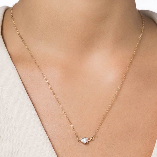 GARGANTILHA COM PINGENTE LETRA BANHADA A OURO 18K COM ZIRCÔNIA -LETRA P