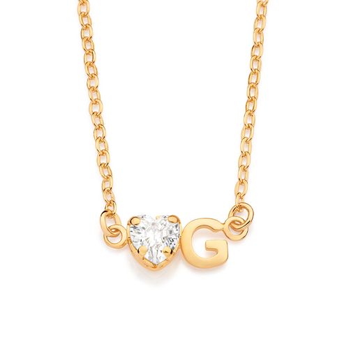 GARGANTILHA COM PINGENTE LETRA BANHADA A OURO 18K COM ZIRCÔNIA -LETRA G