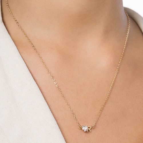 GARGANTILHA COM PINGENTE LETRA BANHADA A OURO 18K COM ZIRCÔNIA -LETRA R