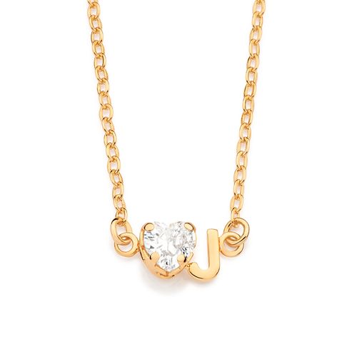 GARGANTILHA COM PINGENTE LETRA BANHADA A OURO 18K COM ZIRCÔNIA -LETRA J