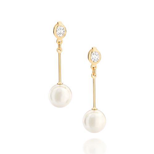 BRINCO BANHADO A OURO 18K COM ZIRCÔNIAS E PÉROLAS SINTÉTICAS