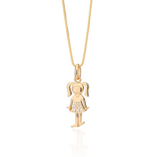 PINGENTE MENINA BANHADO A OURO 18K COM ZIRCÔNIAS