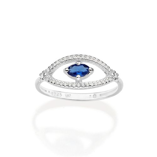 ANEL SKINNY OLHO GREGO DE PRATA 925 COM ZIRCÔNIAS