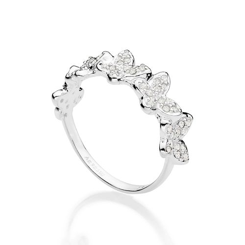 ANEL  BORBOLETAS DE PRATA MACIÇA 925 COM ZIRCÔNIAS