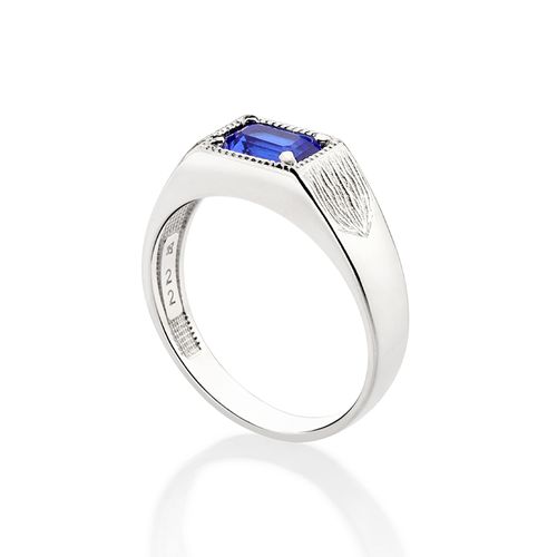 ANEL DE PRATA 925 COM CRISTAL OCTAGONAL