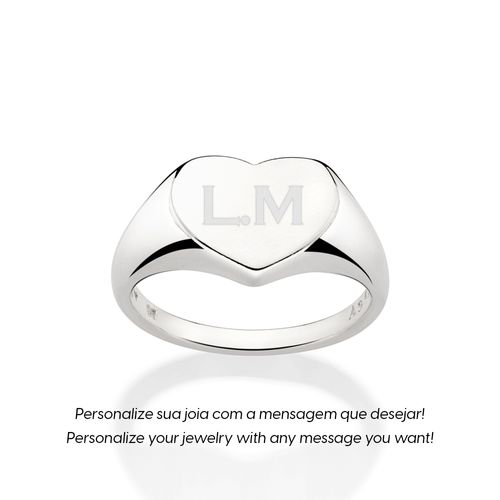 ANEL CORAÇÃO PERSONALIZÁVEL DE PRATA 925