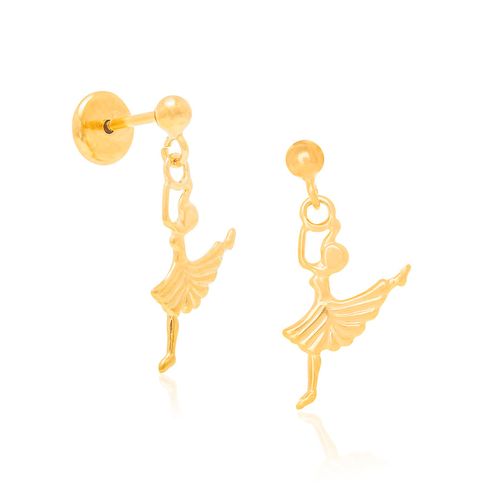 BRINCO INFANTIL BANHADO A OURO 18K BAILARINA
