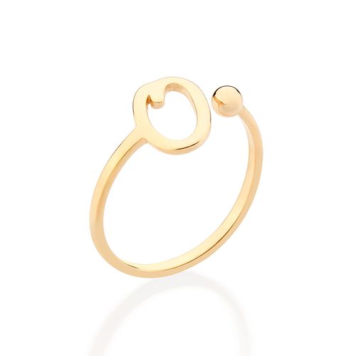 ANEL DE LETRA BANHADO A OURO 18K-LETRA O