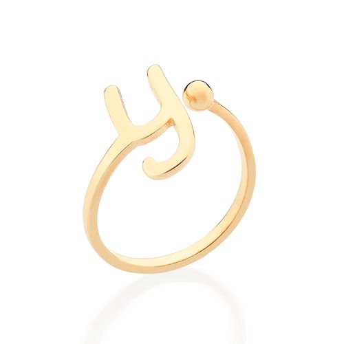 ANEL DE LETRA BANHADO A OURO 18K-LETRA Y