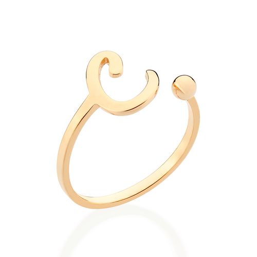 ANEL DE LETRA BANHADO A OURO 18K-LETRA C