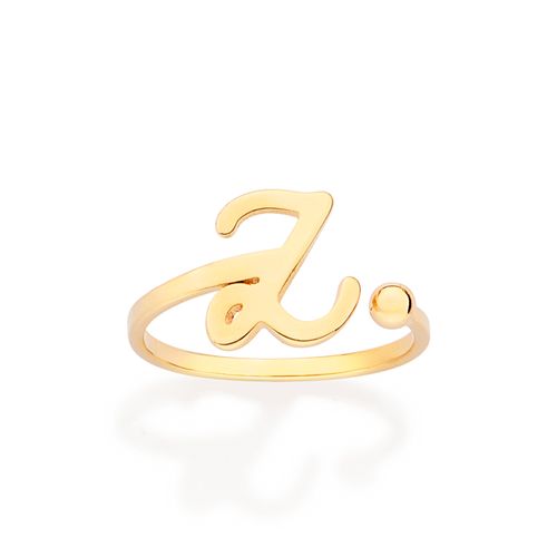 ANEL DE LETRA BANHADO A OURO 18K-LETRA Z