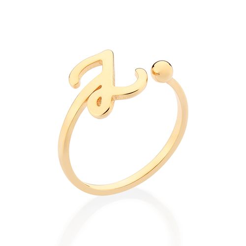 ANEL DE LETRA BANHADO A OURO 18K-LETRA Z