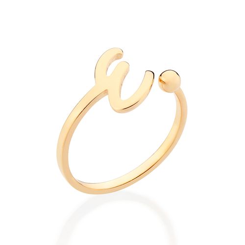 ANEL DE LETRA BANHADO A OURO 18K-LETRA E