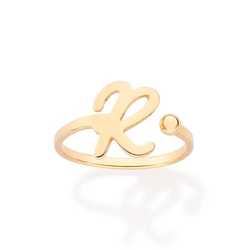 ANEL DE LETRA BANHADO A OURO 18K-LETRA R