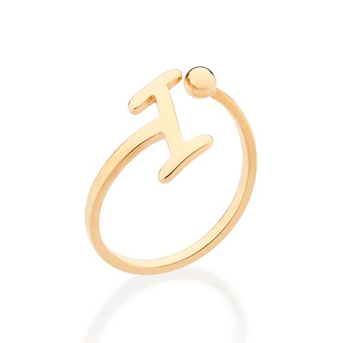 ANEL DE LETRA BANHADO A OURO 18K-LETRA I
