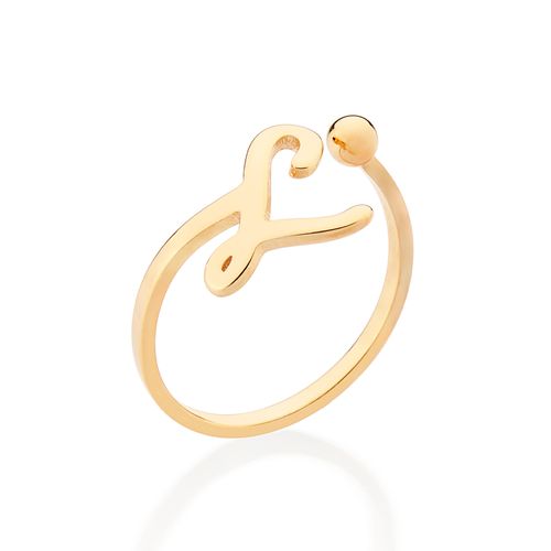 ANEL DE LETRA BANHADO A OURO 18K-LETRA L