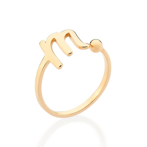 ANEL DE LETRA BANHADO A OURO 18K-LETRA M