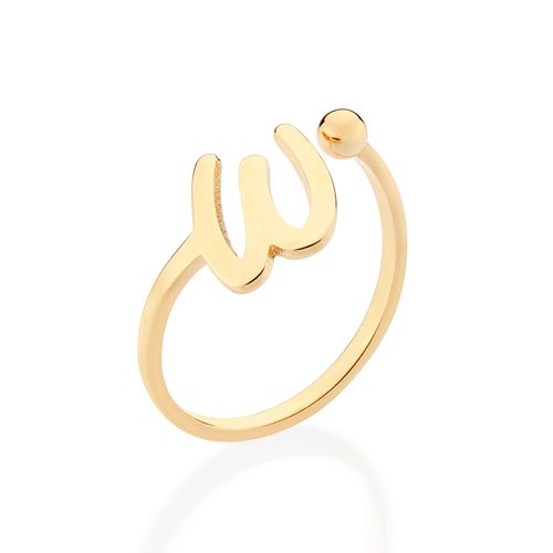 ANEL DE LETRA BANHADO A OURO 18K-LETRA W