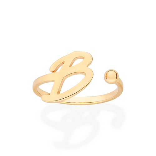 ANEL DE LETRA BANHADO A OURO 18K-LETRA B