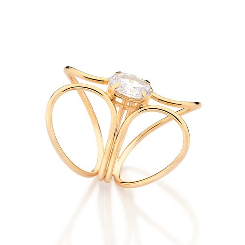 MAXI ANEL BANHADO A OURO 18K COM ZIRCÔNIA