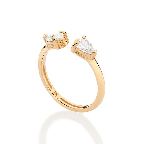 ANEL BANHADO A OURO 18K COM ZIRCÔNIAS