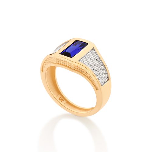 ANEL MASCULINO BANHADO A OURO 18K COM APLICAÇÃO DE RHODIUM