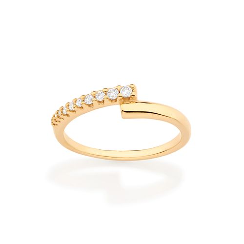 ANEL SKINNY BANHADO A OURO 18K COM ZIRCÔNIAS
