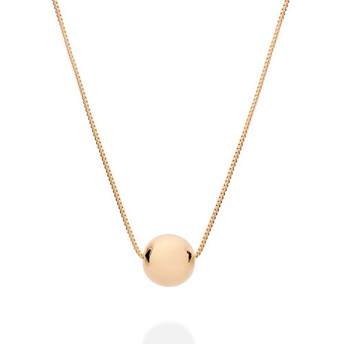 GARGANTILHA COM PINGENTE ESFERA BANHADA A OURO 18K