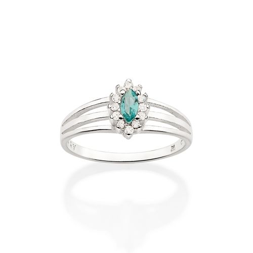 ANEL SOLITÁRIO DE PRATA 925 COM ZIRCÔNIAS