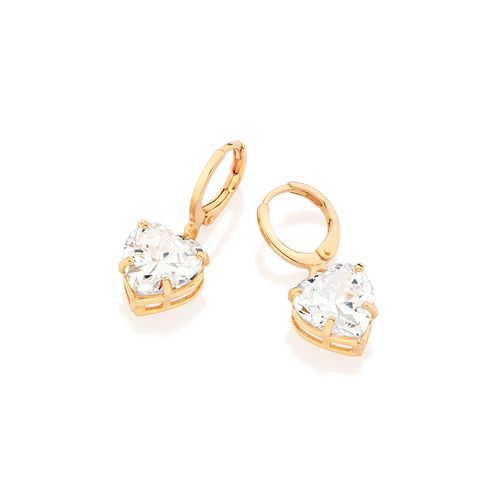 BRINCO ARGOLA CORAÇÃO BANHADO A OURO 18K COM ZIRCÔNIAS