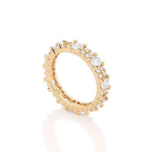 ANEL APARADOR COM ZIRCÔNIAS BANHADO A OURO 18K