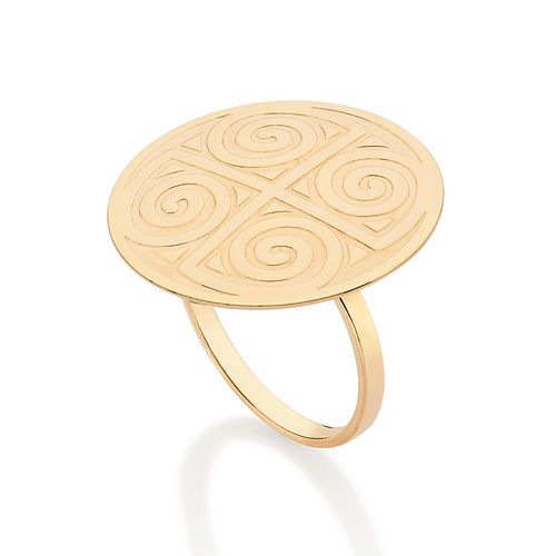MAXI ANEL REDONDO ESTILIZADO BANHADO A OURO 18K