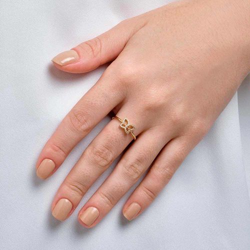 ANEL BORBOLETA BANHADO A OURO 18K COM ZIRCÔNIAS