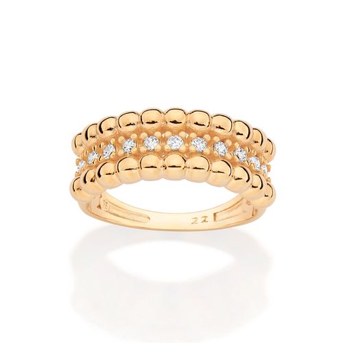 ANEL BANHADO A OURO 18K COM BOLAS E ZIRCÔNIAS