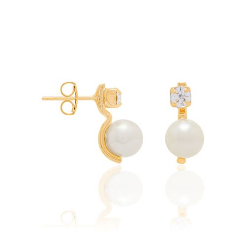 BRINCO BANHADO A OURO 18K COM CRISTAIS E PÉROLAS