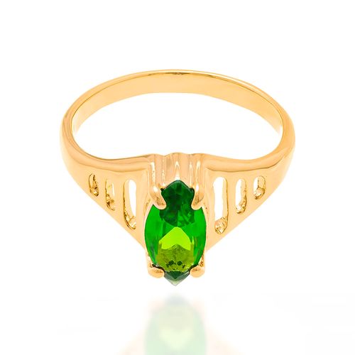 ANEL SOLITÁRIO BANHADO A OURO 18K COM ZIRCÔNIA