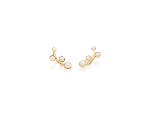 BRINCO EAR CUFF BANHADO A OURO 18K COM PÉROLAS SINTÉTICAS