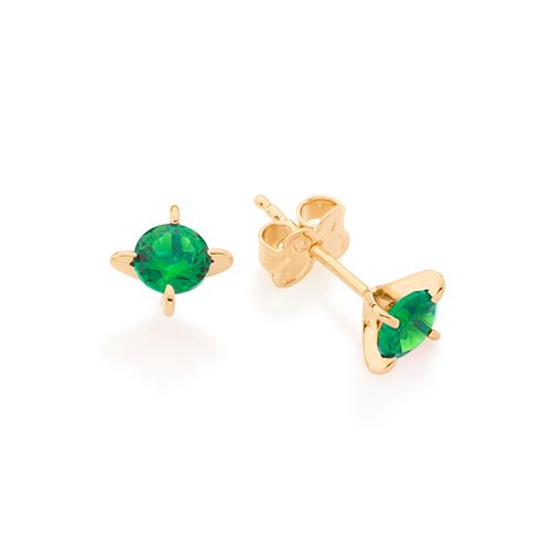 BRINCO SOLITÁRIO BANHADO A OURO 18K COM ZIRCÔNIAS